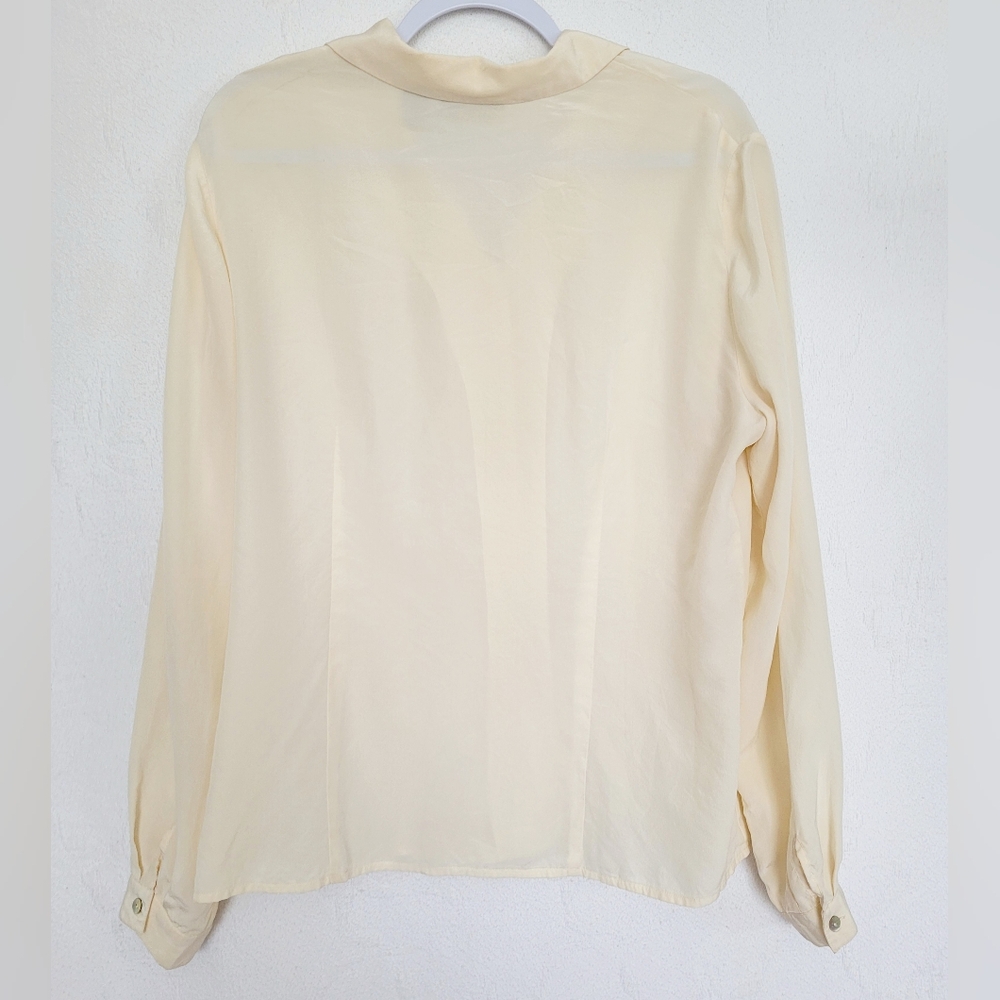 Liz Claiborn Collection Luxe 100% Silk Elegant Cream Women's Blouse 14/Large - Picture 15 of 16